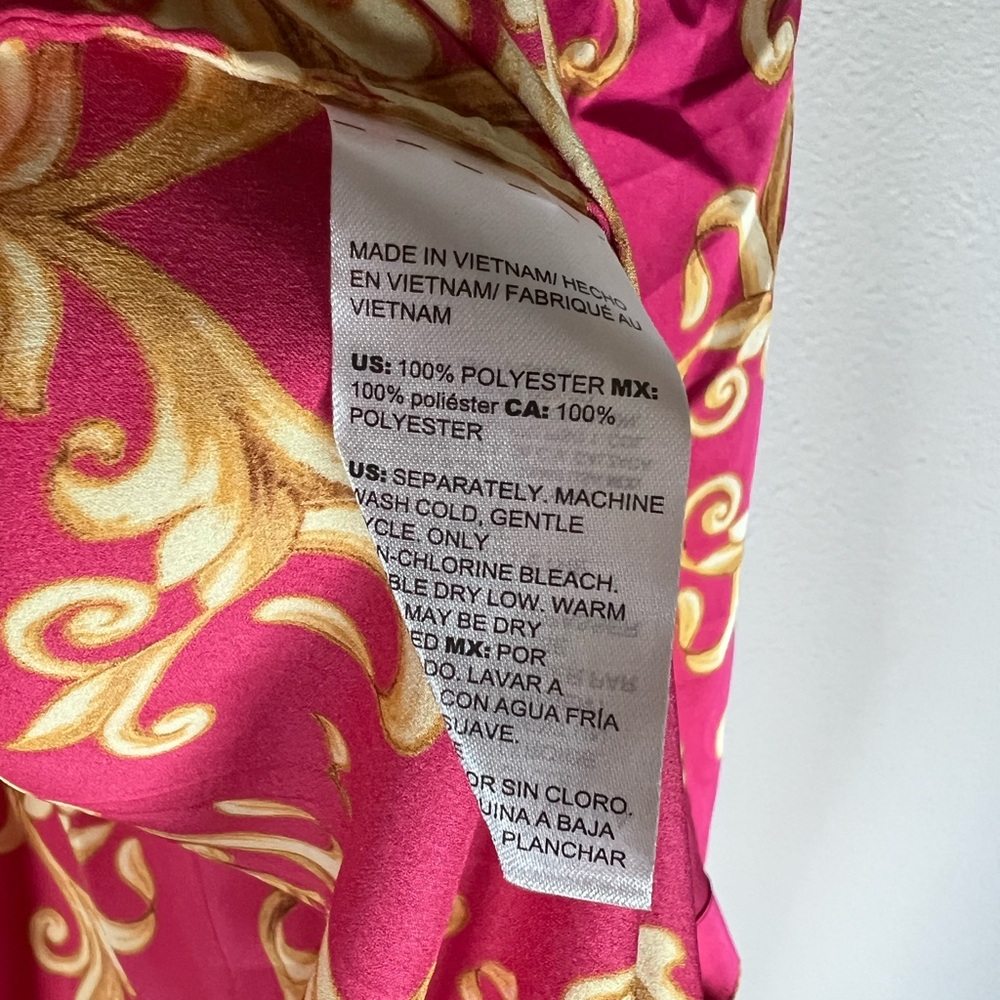 Chico's Pink and Gold Satin Button Down Shirt Size XL (Chicos Size 3) - Picture 5 of 5